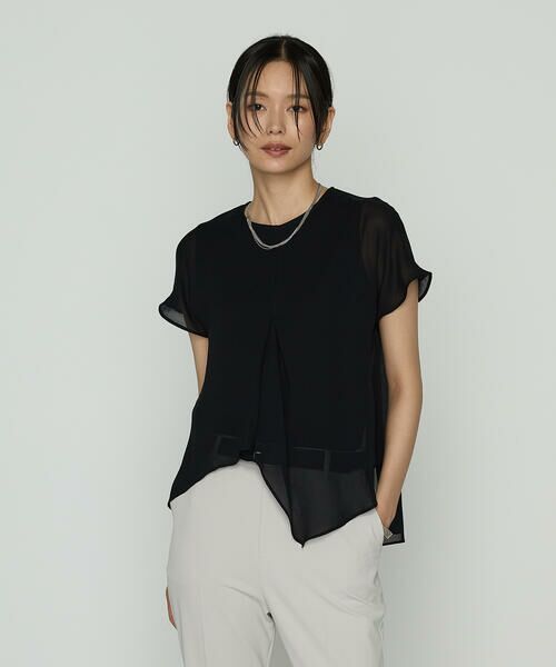 COMME CA COMFORT/コムサ・コンフォート(Lサイズ) 〔 TALLサイズ 〕 リライムジョーゼット ブラウス 05:ブラック 13号 COMME CA COMFORT/コムサ・コンフォート(Lサイズ) 〔 TALLサイズ 〕 リライムジョーゼット ブラウス 05:ブラック 13号