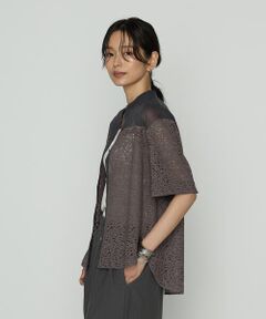 COMME CA COMFORT / コムサ・コンフォート（Lサイズ） シャツ・ブラウス | 〔 TALLサイズ 〕 リネンコードレース シャツブラウス