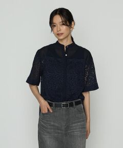 COMME CA COMFORT / コムサ・コンフォート（Lサイズ） シャツ・ブラウス | 〔 TALLサイズ 〕 リネンコードレース シャツブラウス