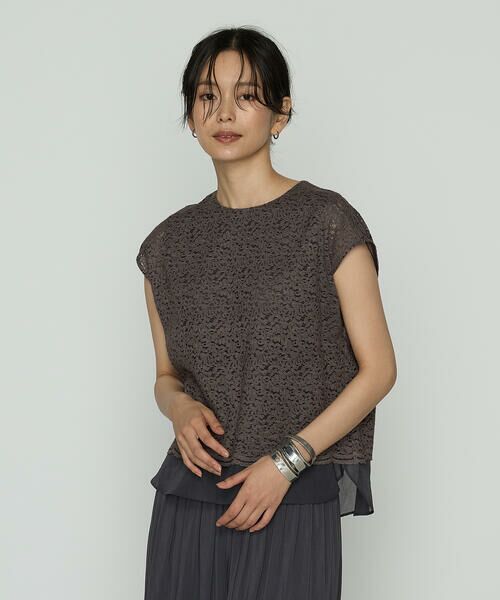 COMME CA COMFORT / コムサ・コンフォート（Lサイズ） シャツ・ブラウス | 〔 TALLサイズ 〕 リネンコードレース レイヤード風ブラウス | 詳細5