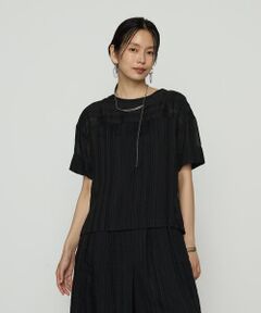 COMME CA COMFORT / コムサ・コンフォート（Lサイズ） カットソー | 〔 +サイズ 〕 ジャカードボーダー ゆったりプルオーバー