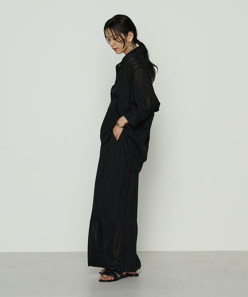 COMME CA COMFORT / コムサ・コンフォート（Lサイズ） シャツ・ブラウス | 〔 +サイズ 〕 ジャカードボーダー 身幅たっぷりシャツ | 詳細1