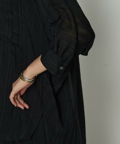 COMME CA COMFORT / コムサ・コンフォート（Lサイズ） シャツ・ブラウス | 〔 +サイズ 〕 ジャカードボーダー 身幅たっぷりシャツ | 詳細10