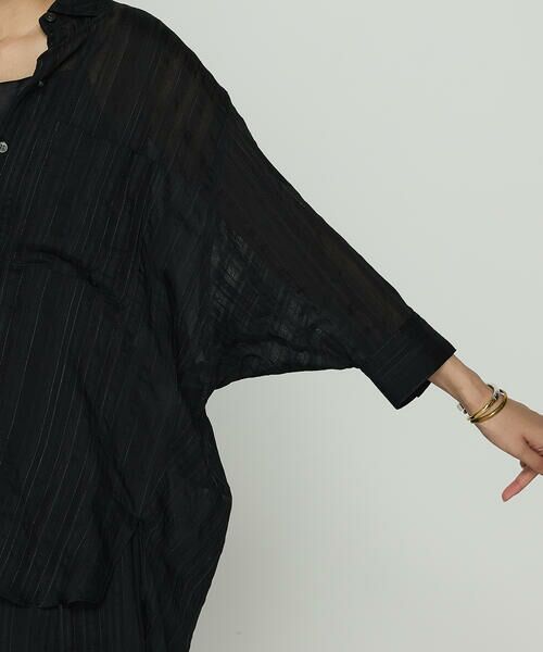 COMME CA COMFORT / コムサ・コンフォート（Lサイズ） シャツ・ブラウス | 〔 +サイズ 〕 ジャカードボーダー 身幅たっぷりシャツ | 詳細11