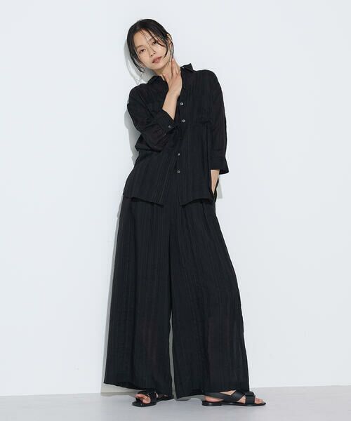 COMME CA COMFORT / コムサ・コンフォート（Lサイズ） シャツ・ブラウス | 〔 +サイズ 〕 ジャカードボーダー 身幅たっぷりシャツ | 詳細15