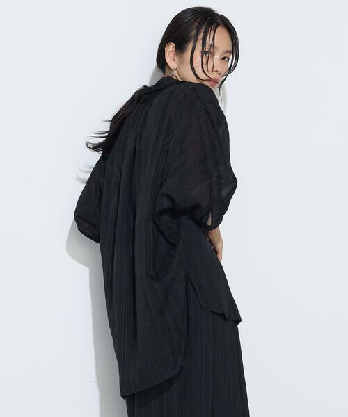 COMME CA COMFORT / コムサ・コンフォート（Lサイズ） シャツ・ブラウス | 〔 +サイズ 〕 ジャカードボーダー 身幅たっぷりシャツ | 詳細16