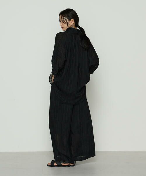 COMME CA COMFORT / コムサ・コンフォート（Lサイズ） シャツ・ブラウス | 〔 +サイズ 〕 ジャカードボーダー 身幅たっぷりシャツ | 詳細2