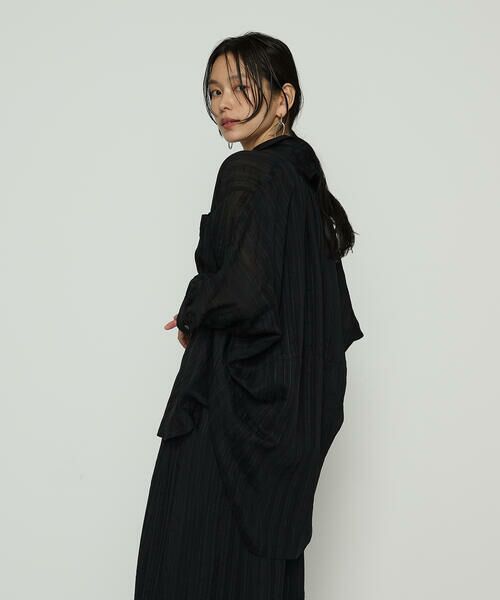 COMME CA COMFORT / コムサ・コンフォート（Lサイズ） シャツ・ブラウス | 〔 +サイズ 〕 ジャカードボーダー 身幅たっぷりシャツ | 詳細4