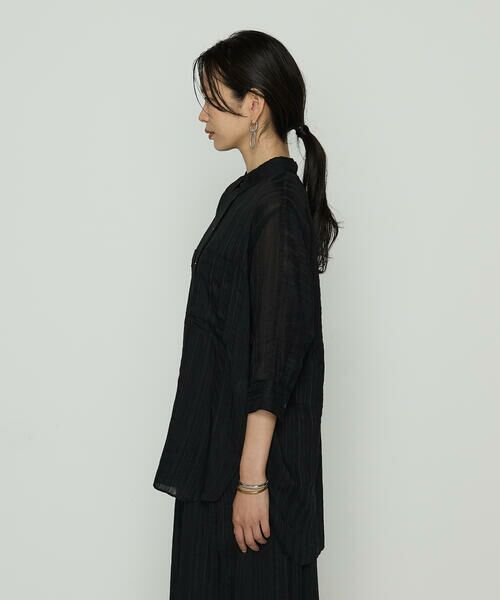 COMME CA COMFORT / コムサ・コンフォート（Lサイズ） シャツ・ブラウス | 〔 +サイズ 〕 ジャカードボーダー 身幅たっぷりシャツ | 詳細6