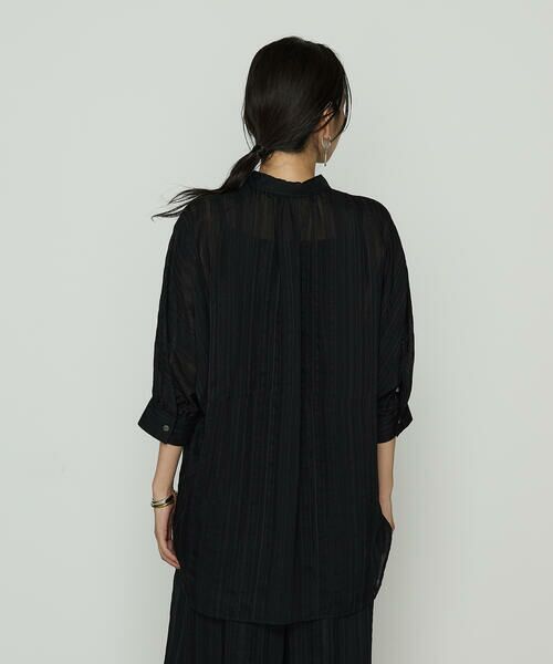 COMME CA COMFORT / コムサ・コンフォート（Lサイズ） シャツ・ブラウス | 〔 +サイズ 〕 ジャカードボーダー 身幅たっぷりシャツ | 詳細7