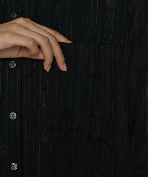 COMME CA COMFORT / コムサ・コンフォート（Lサイズ） シャツ・ブラウス | 〔 +サイズ 〕 ジャカードボーダー 身幅たっぷりシャツ | 詳細9