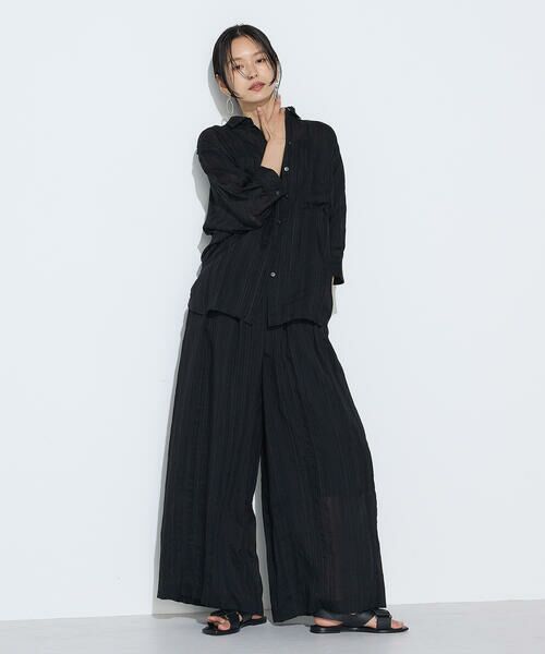 チャコール kur様 PLEATED COTTON WIDE-LEG TROUSERS プリーツコットンワイド