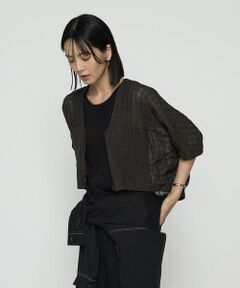 COMME CA COMFORT / コムサ・コンフォート（Lサイズ） ブルゾン | 〔 +サイズ 〕 チェック柄カラミ ショートブルゾン