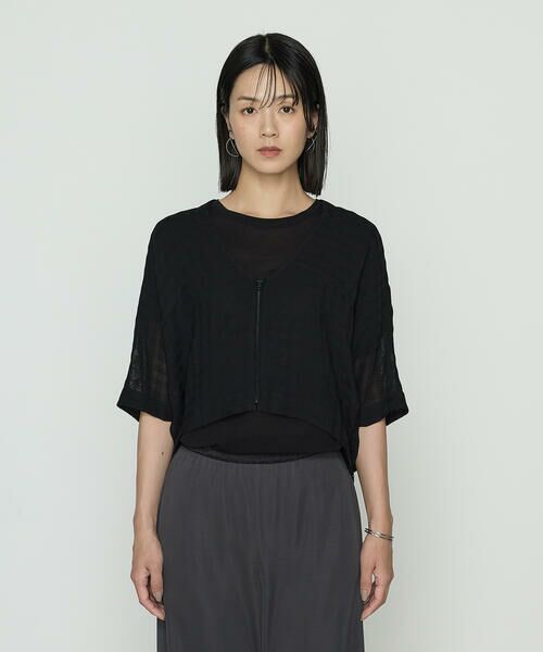 COMME CA COMFORT / コムサ・コンフォート（Lサイズ） ブルゾン | 〔 +サイズ 〕 チェック柄カラミ ショートブルゾン | 詳細5