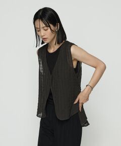 COMME CA COMFORT / コムサ・コンフォート（Lサイズ） ベスト | 〔 +サイズ 〕 チェック柄カラミ ジレ