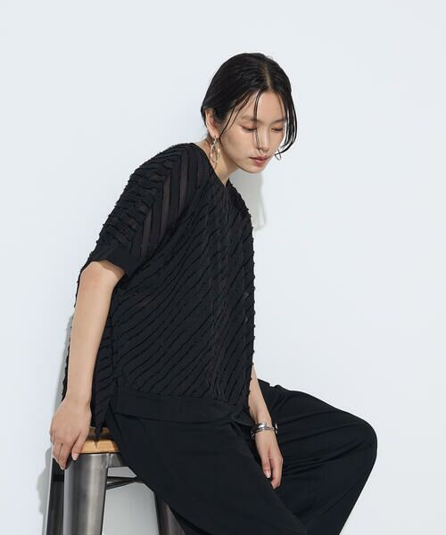 COMME CA COMFORT / コムサ・コンフォート（Lサイズ） カットソー | 〔 +サイズ 〕 バ イアス柄カットジャカード バイアス柄プルオーバー | 詳細12