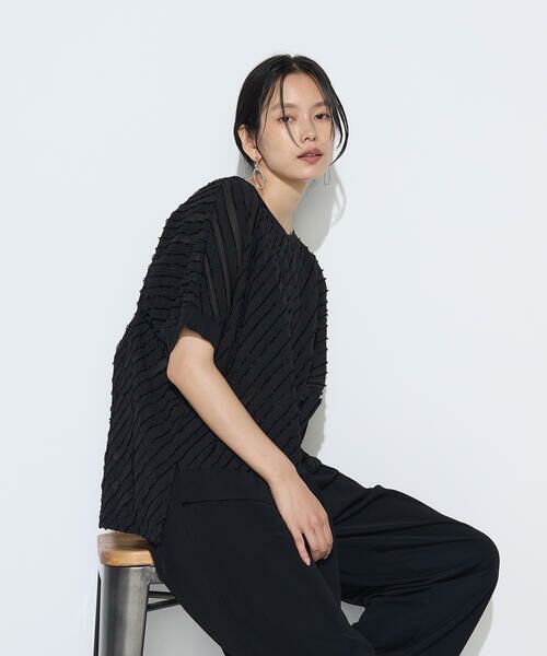 COMME CA COMFORT / コムサ・コンフォート（Lサイズ） カットソー | 〔 +サイズ 〕 バ イアス柄カットジャカード バイアス柄プルオーバー | 詳細13