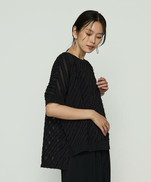 COMME CA COMFORT / コムサ・コンフォート（Lサイズ） カットソー | 〔 +サイズ 〕 バ イアス柄カットジャカード バイアス柄プルオーバー | 詳細3