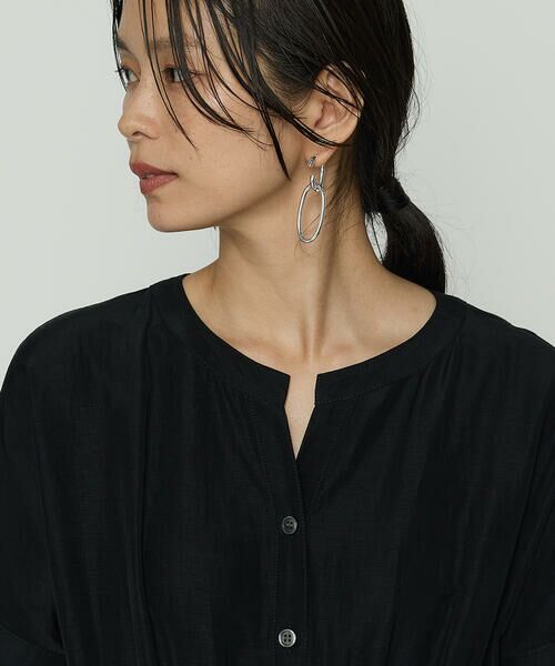 COMME CA COMFORT / コムサ・コンフォート（Lサイズ） ロング・マキシ丈ワンピース | 〔 +サイズ 〕 アセテートリネンタッサー ヘンリーネックワンピース | 詳細7