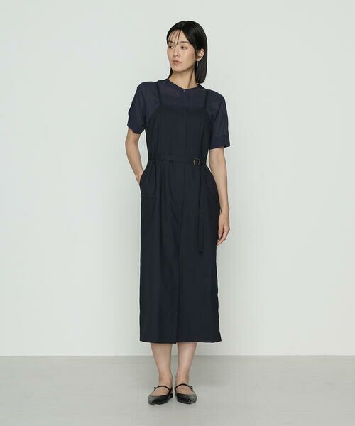 COMME CA COMFORT / コムサ・コンフォート（Lサイズ） ロング・マキシ丈ワンピース | 〔 TALLサイズ 〕 T/W平ボイル ワンピース（09:ネイビー）