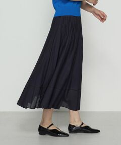 COMME CA COMFORT / コムサ・コンフォート（Lサイズ） ロング・マキシ丈スカート | 〔 TALLサイズ 〕 ドライシャンブレー プリーツスカート