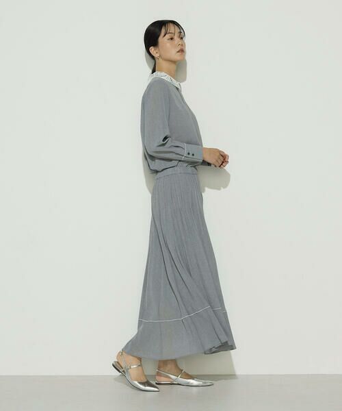 COMME CA COMFORT / コムサ・コンフォート（Lサイズ） ロング・マキシ丈スカート | 〔 TALLサイズ 〕 ドライシャンブレー プリーツスカート | 詳細3