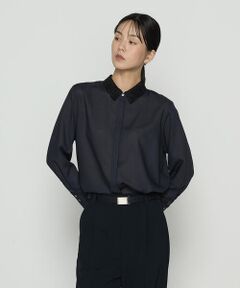 COMME CA COMFORT / コムサ・コンフォート（Lサイズ） シャツ・ブラウス | 〔 TALLサイズ 〕 ドライシャンブレー レース襟付きシャツ