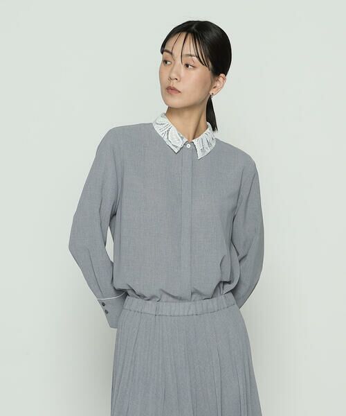 COMME CA COMFORT / コムサ・コンフォート（Lサイズ） シャツ・ブラウス | 〔 TALLサイズ 〕 ドライシャンブレー レース襟付きシャツ | 詳細3