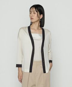 COMME CA COMFORT / コムサ・コンフォート（Lサイズ） カーディガン・ボレロ | 〔 TALLサイズ 〕 シルキー天竺ニット バイカラーカーディガン