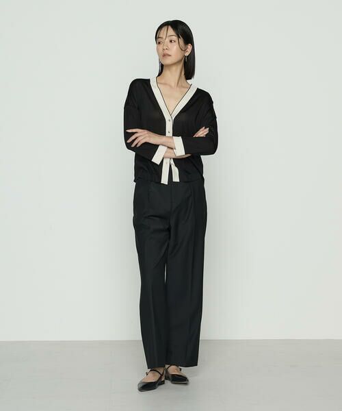 COMME CA COMFORT / コムサ・コンフォート（Lサイズ） カーディガン・ボレロ | 〔 TALLサイズ 〕 シルキー天竺ニット バイカラーカーディガン | 詳細1