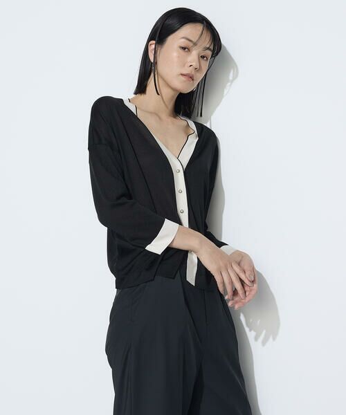 COMME CA COMFORT / コムサ・コンフォート（Lサイズ） カーディガン・ボレロ | 〔 TALLサイズ 〕 シルキー天竺ニット バイカラーカーディガン | 詳細4