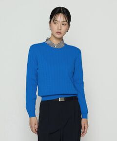 COMME CA COMFORT / コムサ・コンフォート（Lサイズ） ニット・セーター | 〔 TALLサイズ 〕 コットンダルストレッチ ケーブルプルオーバー