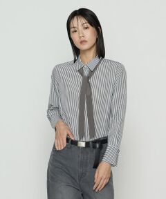 COMME CA COMFORT / コムサ・コンフォート（Lサイズ） シャツ・ブラウス | 〔 TALLサイズ 〕 デシンストライププリント ボウタイシャツ