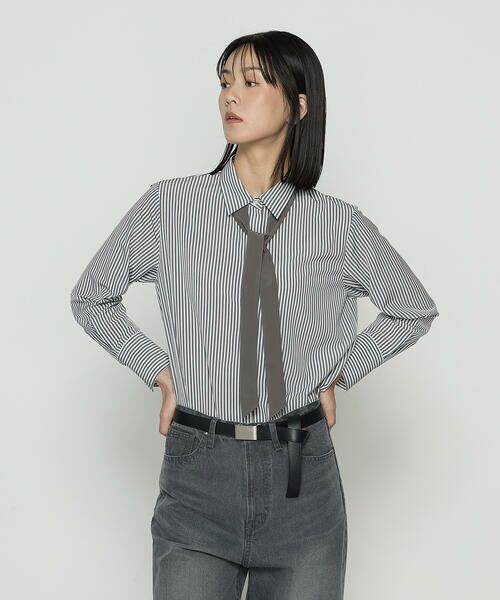 COMME CA COMFORT / コムサ・コンフォート（Lサイズ） シャツ・ブラウス | 〔 TALLサイズ 〕 デシンストライププリント ボウタイシャツ | 詳細2