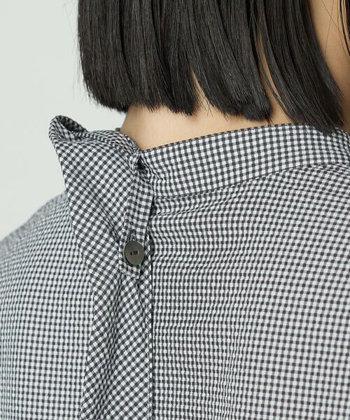 COMME CA COMFORT / コムサ・コンフォート（Lサイズ） シャツ・ブラウス | 〔 TALLサイズ 〕 シアーサッカーギンガム ボウタイブラウス | 詳細11