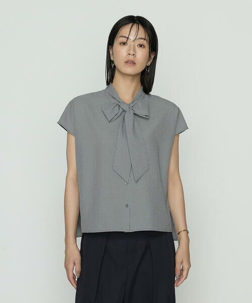 COMME CA COMFORT / コムサ・コンフォート（Lサイズ） シャツ・ブラウス | 〔 TALLサイズ 〕 シアーサッカーギンガム ボウタイブラウス | 詳細2