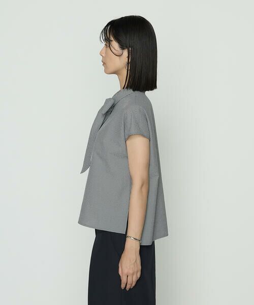 COMME CA COMFORT / コムサ・コンフォート（Lサイズ） シャツ・ブラウス | 〔 TALLサイズ 〕 シアーサッカーギンガム ボウタイブラウス | 詳細7