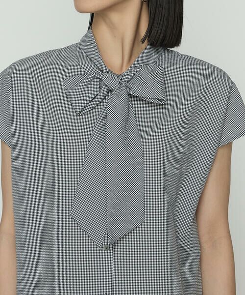 COMME CA COMFORT / コムサ・コンフォート（Lサイズ） シャツ・ブラウス | 〔 TALLサイズ 〕 シアーサッカーギンガム ボウタイブラウス | 詳細9