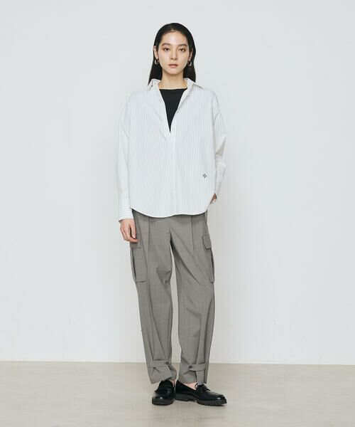 COMME CA COMFORT / コムサ・コンフォート（Lサイズ） シャツ・ブラウス | 〔 TALLサイズ 〕 ストライプタイプライター／バルキーオックスフォード クロップドシャツ | 詳細1