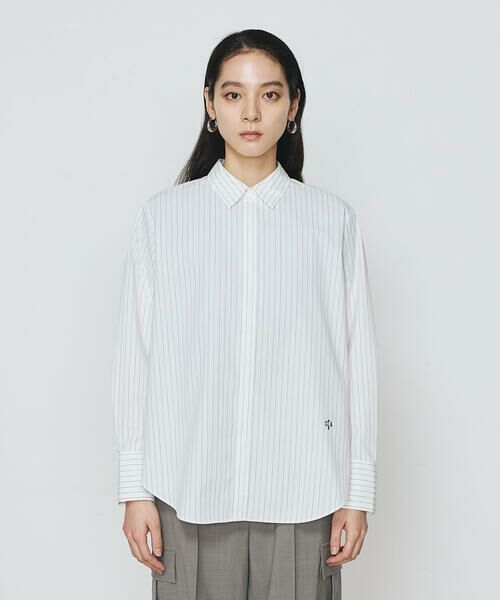 COMME CA COMFORT / コムサ・コンフォート（Lサイズ） シャツ・ブラウス | 〔 TALLサイズ 〕 ストライプタイプライター／バルキーオックスフォード クロップドシャツ | 詳細6