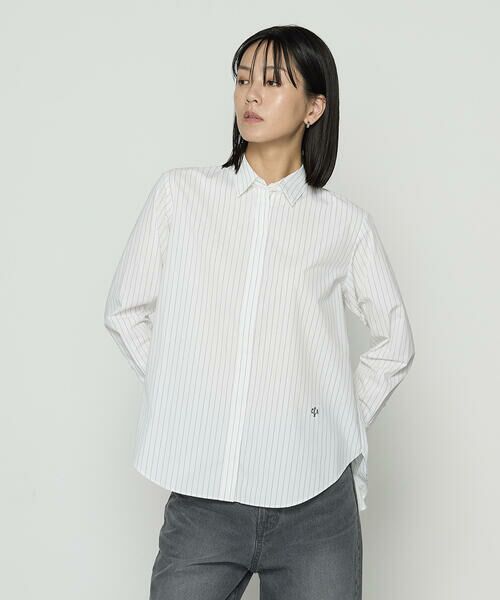 COMME CA COMFORT / コムサ・コンフォート（Lサイズ） シャツ・ブラウス | 〔 TALLサイズ 〕 ストライプタイプライター／バルキーオックスフォード クロップドシャツ | 詳細5