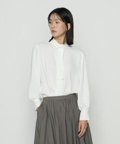 COMME CA COMFORT / コムサ・コンフォート（Lサイズ） シャツ・ブラウス | 〔 TALLサイズ 〕 マットサテン タイ付 ハイネックブラウス
