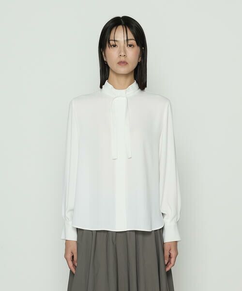 COMME CA COMFORT / コムサ・コンフォート（Lサイズ） シャツ・ブラウス | 〔 TALLサイズ 〕 マットサテン タイ付 ハイネックブラウス | 詳細3