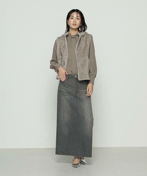 COMME CA COMFORT / コムサ・コンフォート（Lサイズ） シャツ・ブラウス | 〔 TALLサイズ 〕 マットサテン タイ付 ハイネックブラウス | 詳細15