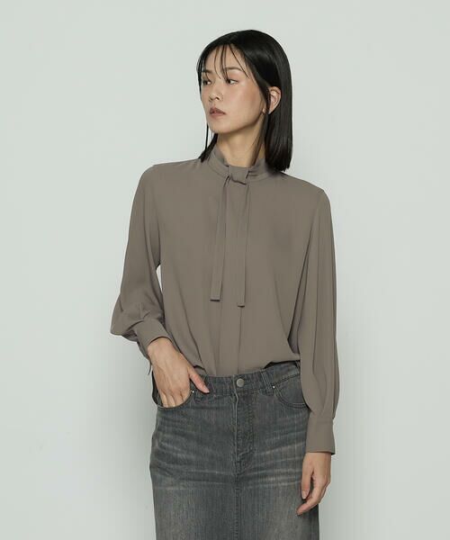 COMME CA COMFORT / コムサ・コンフォート（Lサイズ） シャツ・ブラウス | 〔 TALLサイズ 〕 マットサテン タイ付 ハイネックブラウス | 詳細16