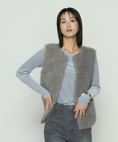 COMME CA COMFORT / コムサ・コンフォート（Lサイズ） ベスト | 〔 TALLサイズ 〕 シープボア調フェイクファージレ | 詳細14