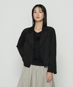 COMME CA COMFORT / コムサ・コンフォート（Lサイズ） レザーブルゾン・ジャケット | 〔 TALLサイズ 〕 ストレッチスエード調 ライダースジャケット