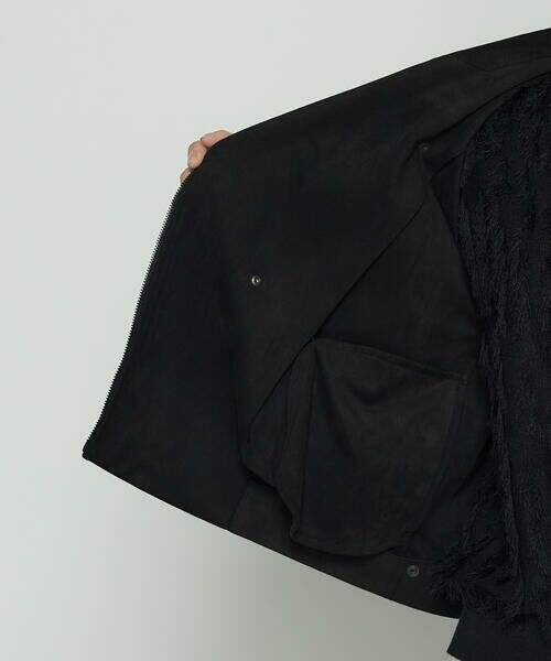 COMME CA COMFORT / コムサ・コンフォート（Lサイズ） レザーブルゾン・ジャケット | 〔 TALLサイズ 〕 ストレッチスエード調 ライダースジャケット | 詳細11