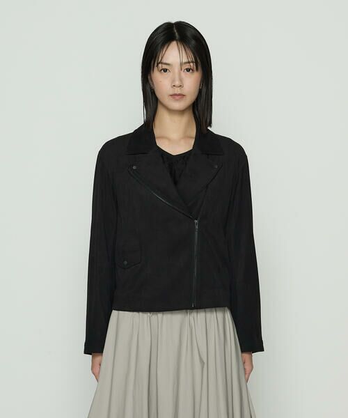 COMME CA COMFORT / コムサ・コンフォート（Lサイズ） レザーブルゾン・ジャケット | 〔 TALLサイズ 〕 ストレッチスエード調 ライダースジャケット | 詳細3