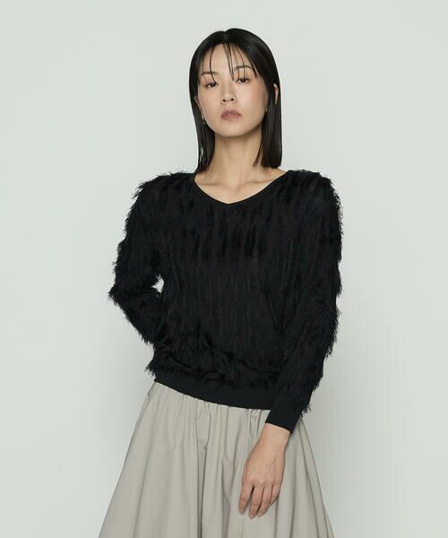 COMME CA COMFORT / コムサ・コンフォート（Lサイズ） ニット・セーター | 〔 TALLサイズ 〕 フリンジジャカード Vネックニット | 詳細3